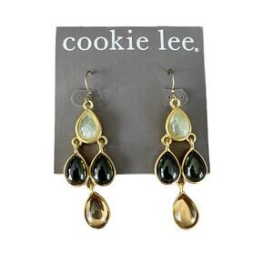 Cookie Lee genuine crystal dangle drop chandelier earrings